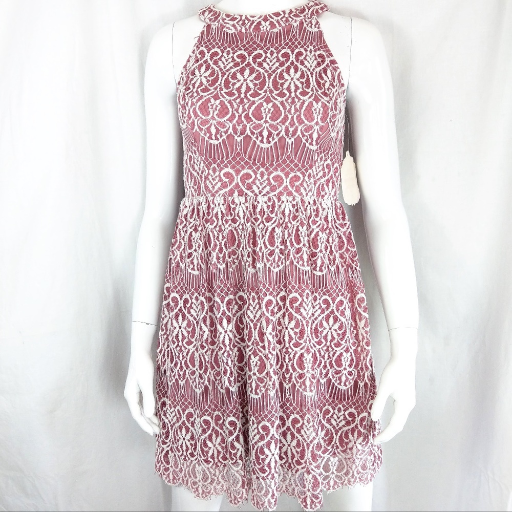 NWT Altar'd State Lacy Magnolia Dress Blossom Rose